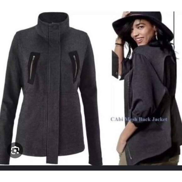 CAbi Jackets & Blazers - CABI Grey Black Mesh Back Jacket Love Carol Collection 3184 Women's Large
